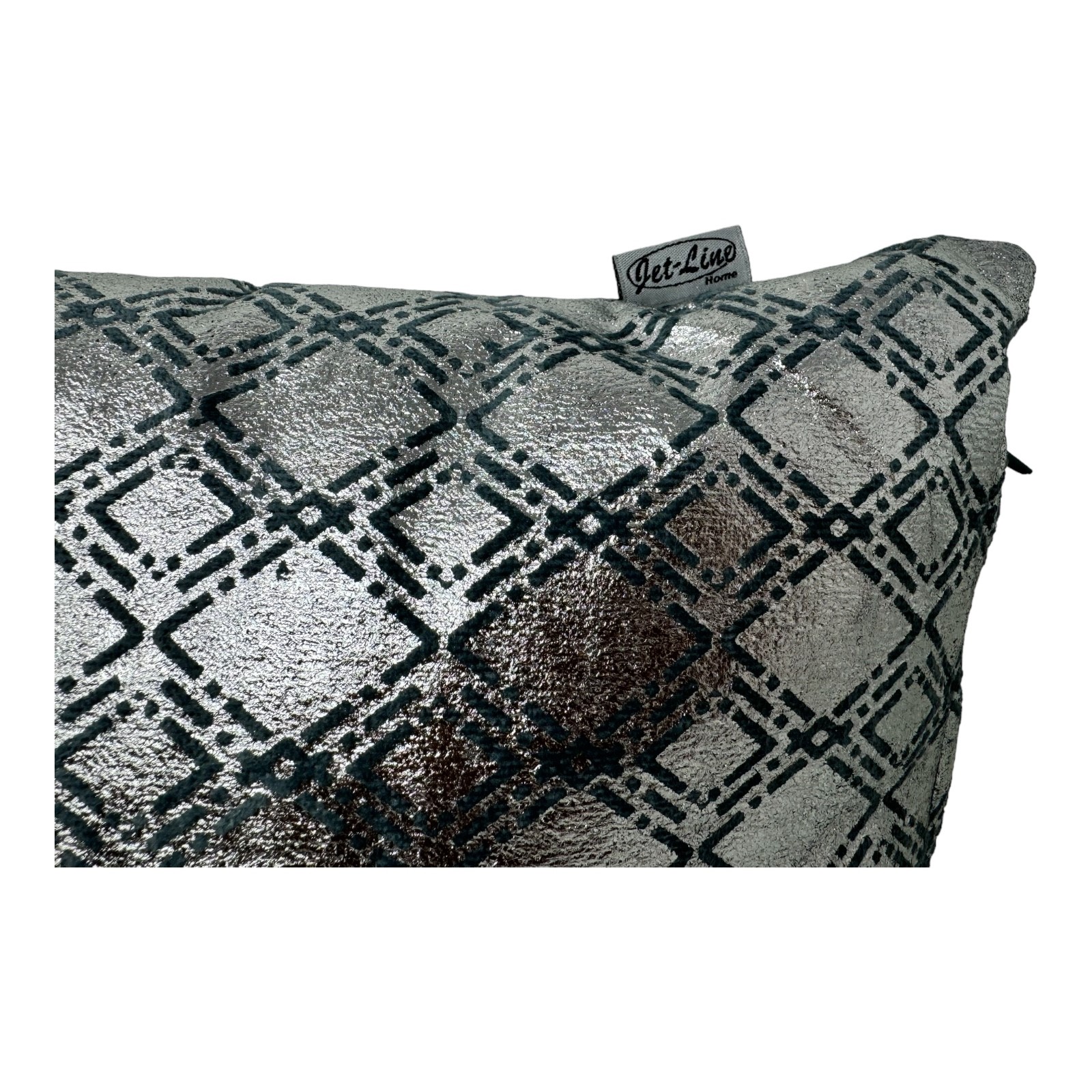 Jet-Line® 2-er Set Dekokissen Raute Petrol/Silber 40x40 cm Indoor Zierkissen mit Füllung Indoor