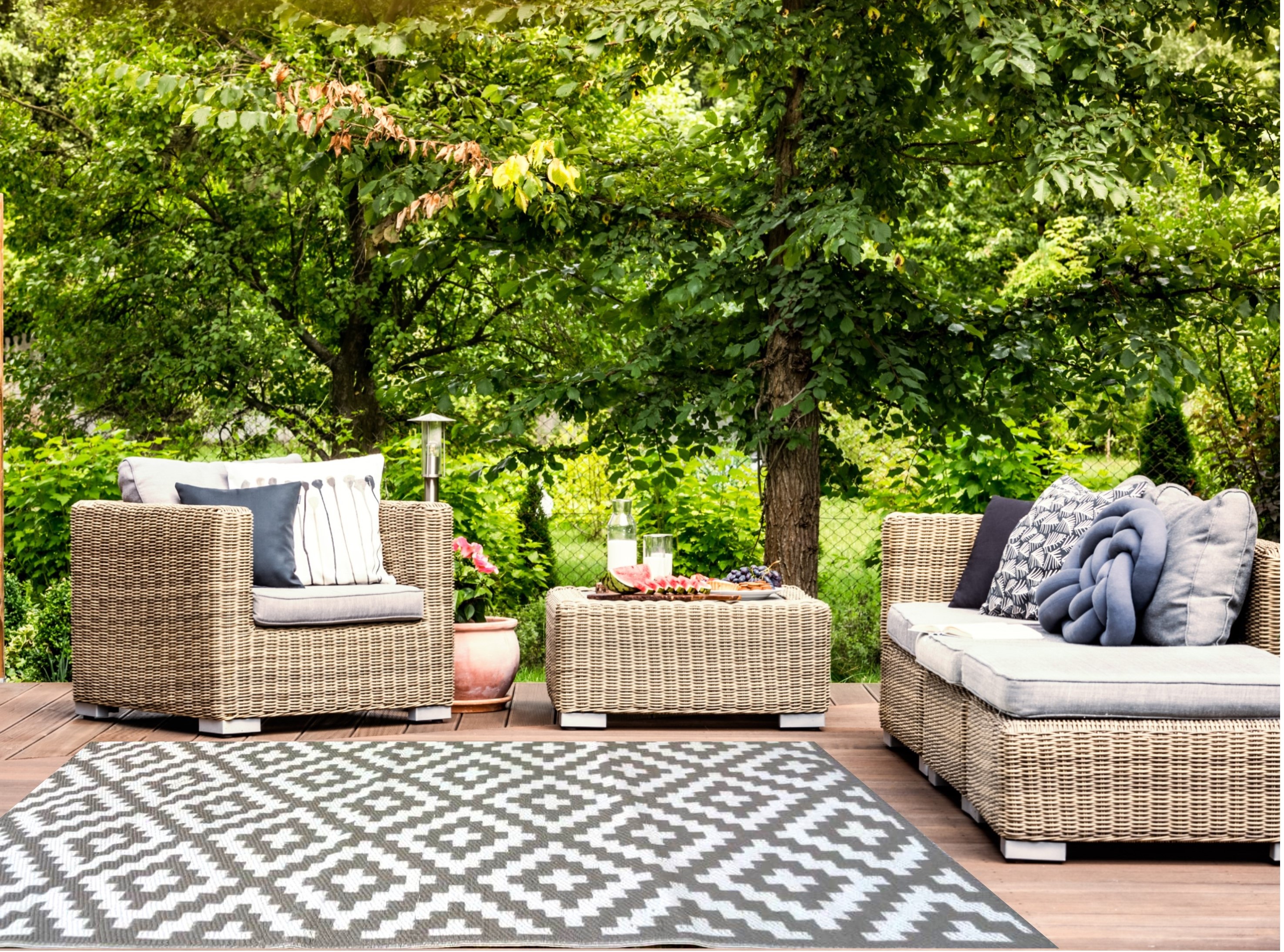 Gartenteppich Outdoor Kunststoffteppich grau Austin 150x240 cm Outdoor Terrasse Balkon