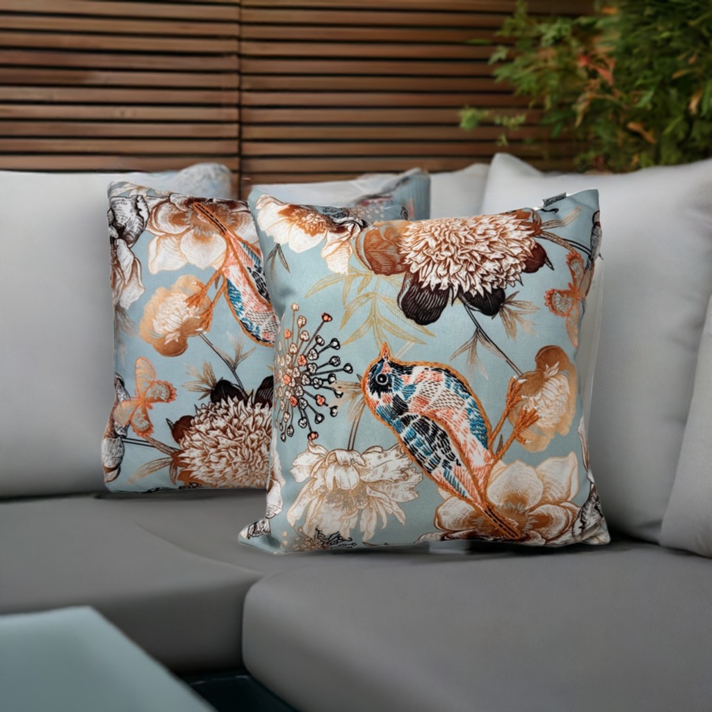 2-er Deko Kissen Set Vogel 40x40 cm Sofakissen für In- und Outdoor mit Füllung