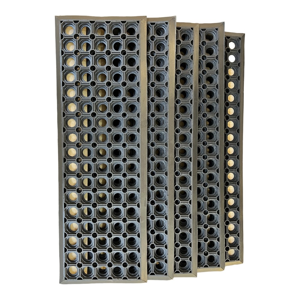 Treppenmatte 5er-Set GERLINDE 25x75cm 18mm schwarz  Stufenmatte  Jet-Line Ringmuster
