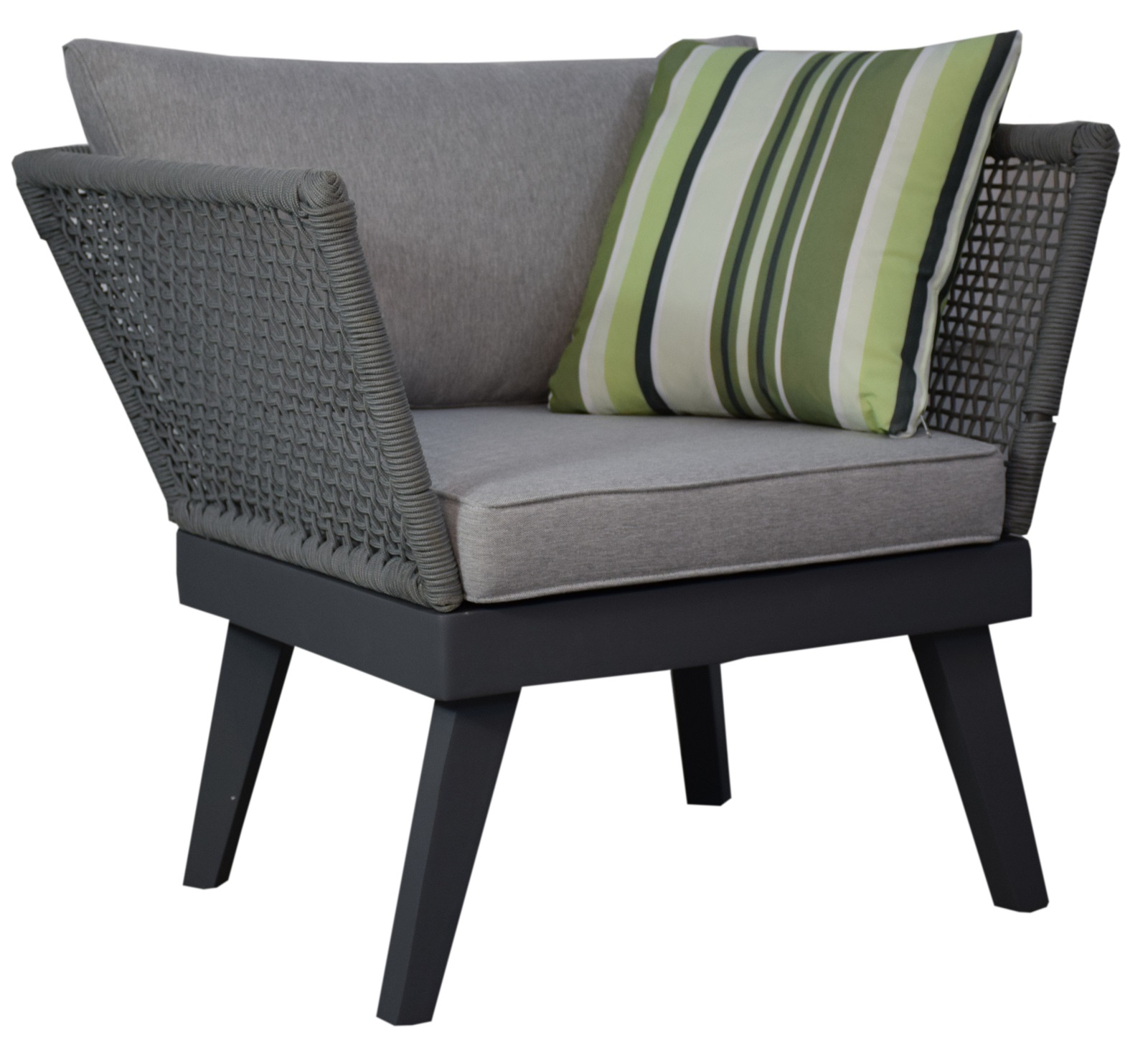 Gartenmöbel Lounge Sessel Gartenstuhl CUBA 87 x 73 x 73 cm grau mit Kissen Garten Terrasse Balkon