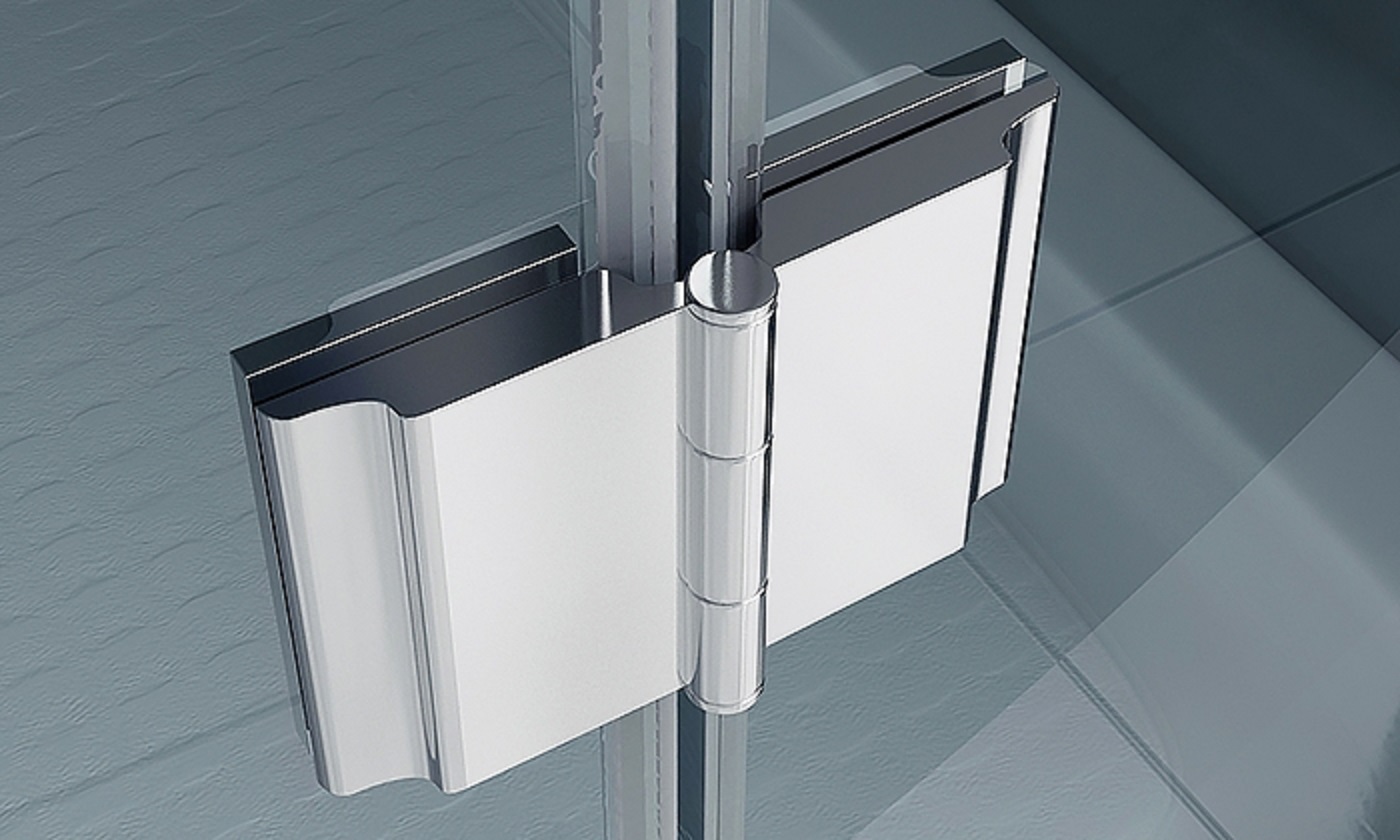 Glasdusche RAVENNA 100 x 100 x 195 cm Milchglas Radius 47.9 cm