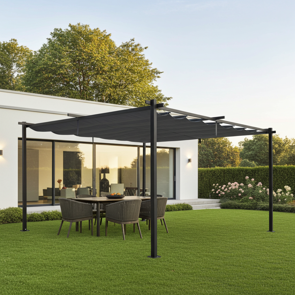Jet-line | Pavillon Luxor Light | Pergola Überdachung | Sonnenschutz | Terrasse | Garten | anthrazit