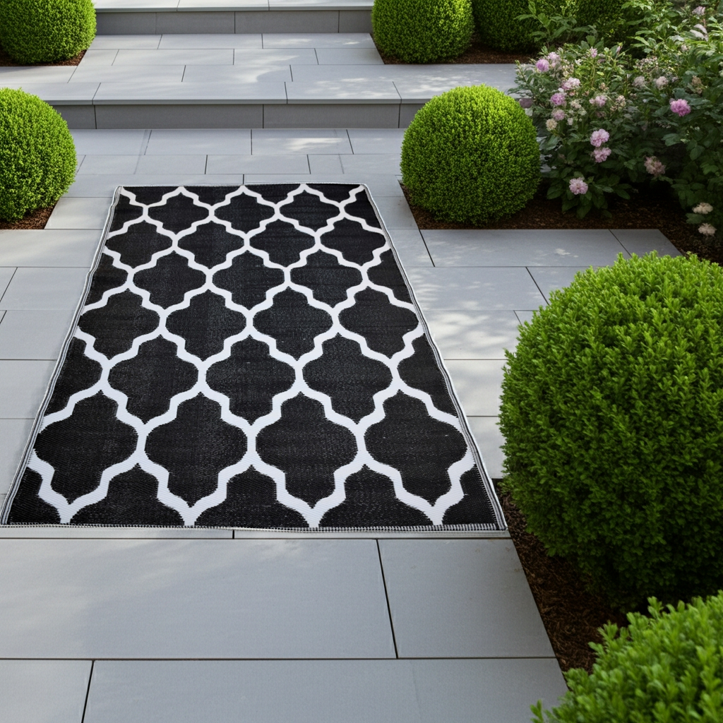 Garten Outdoor Teppich Kate 150x240cm schwarz von Jet-Line Balkon Terrasse