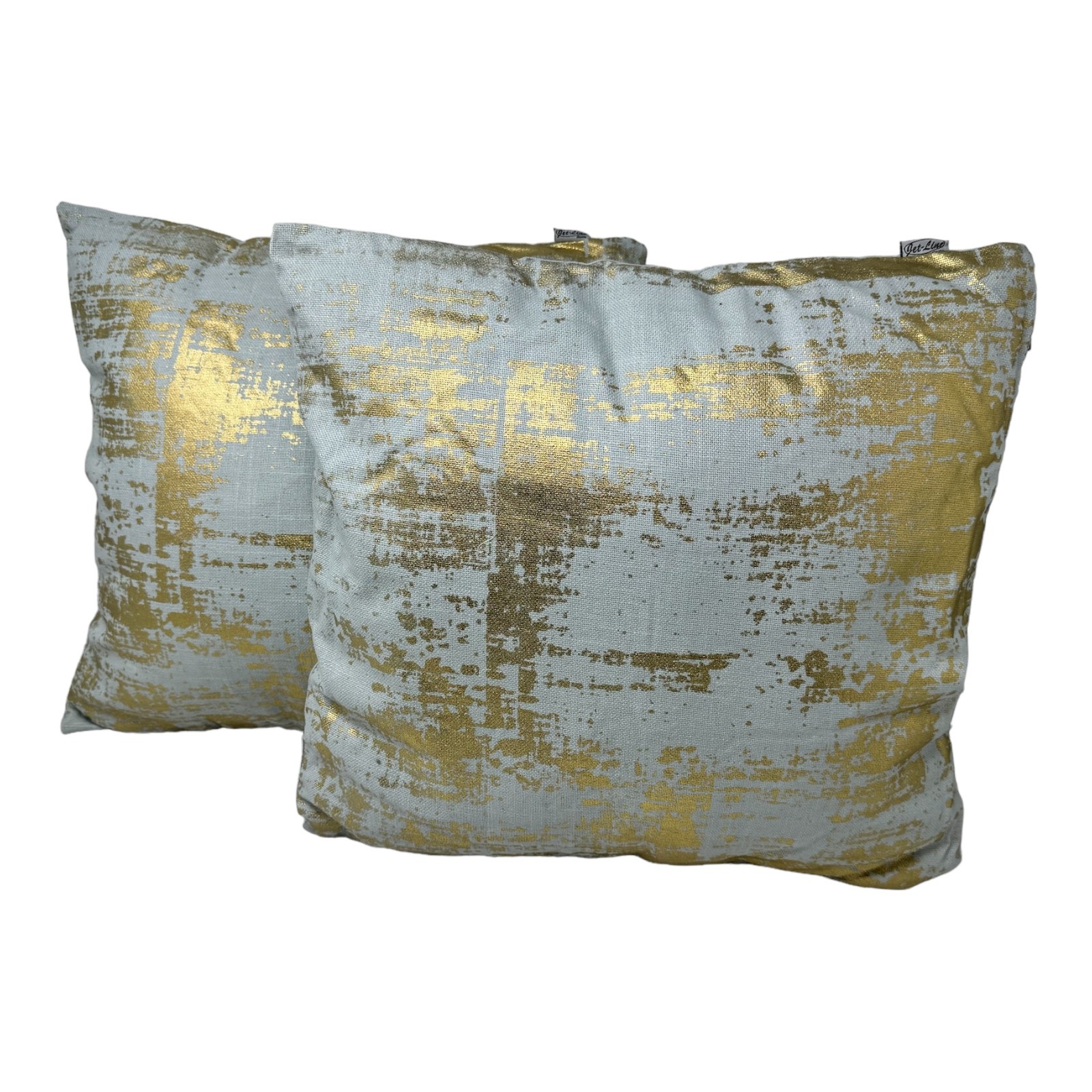 2-er Deko Kissen Set Grau Gold 40x40 cm Sofakissen für Indoor mit Füllung