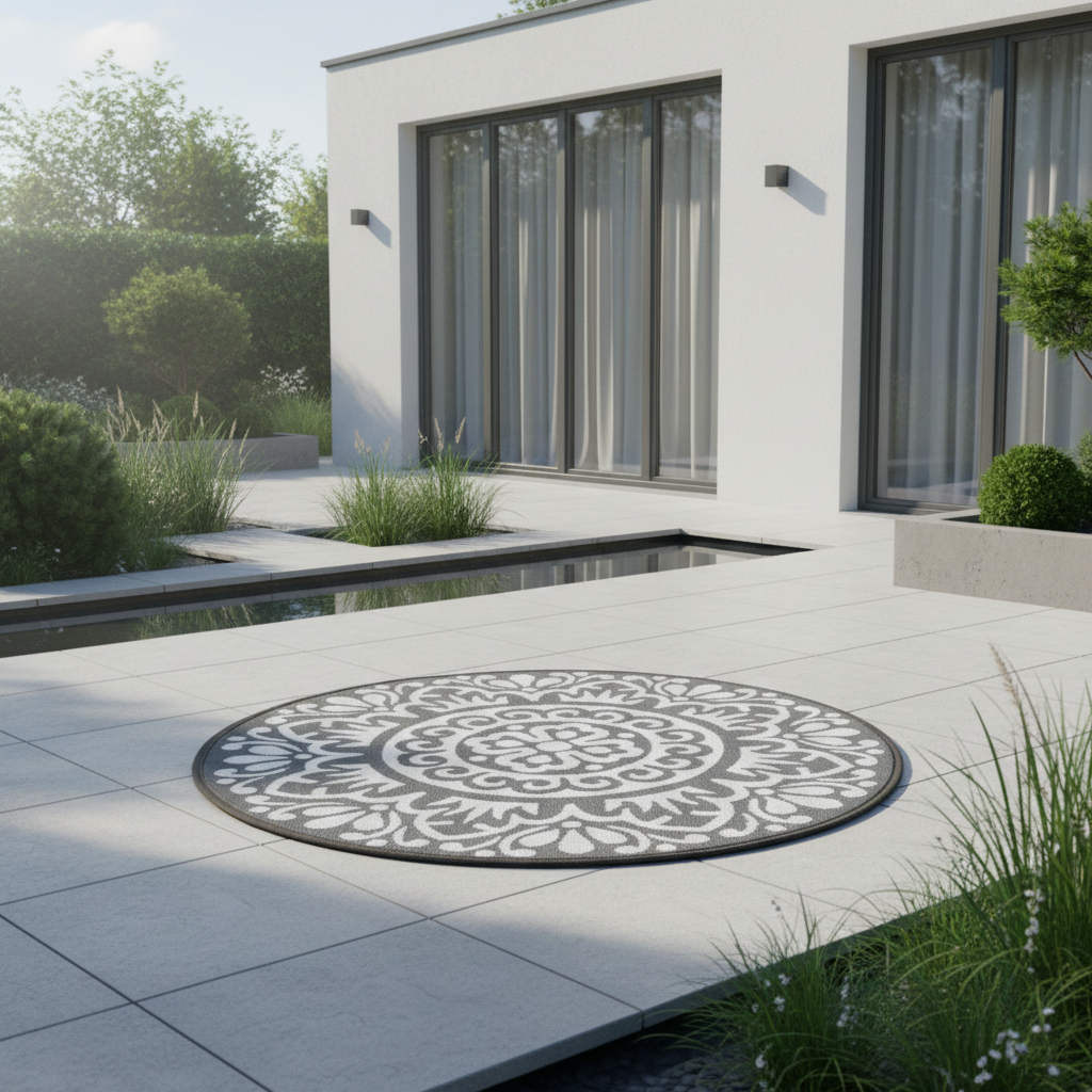 Garten Outdoor Teppich Rondo dunkelgrau rund 120 cm von Jet-Line