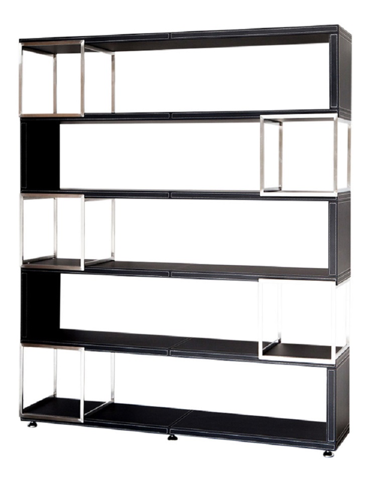 Jet-Line Büromöbel Aktenschrank Pavia Lederoptik Edelstahl Büro Schrank