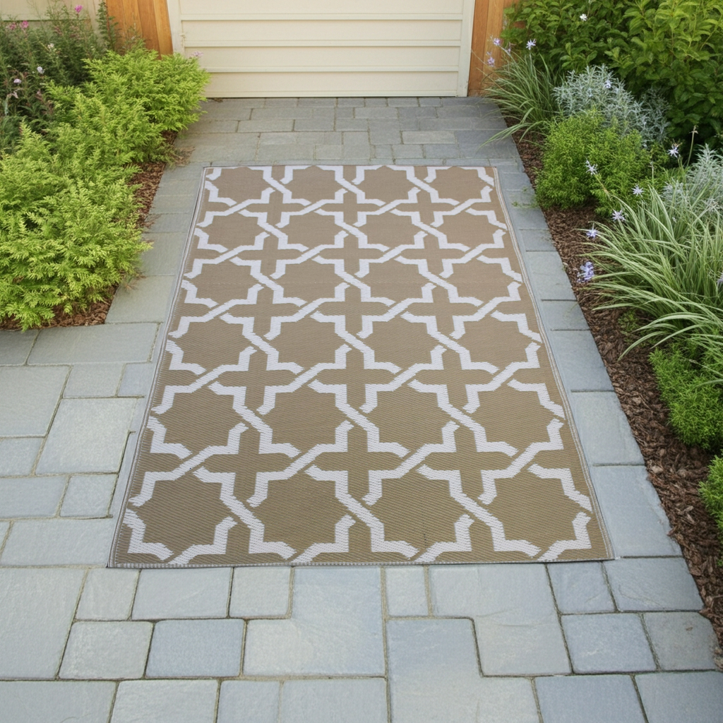 Gartenteppich Kunststoffteppich Modern braun 120x180 cm