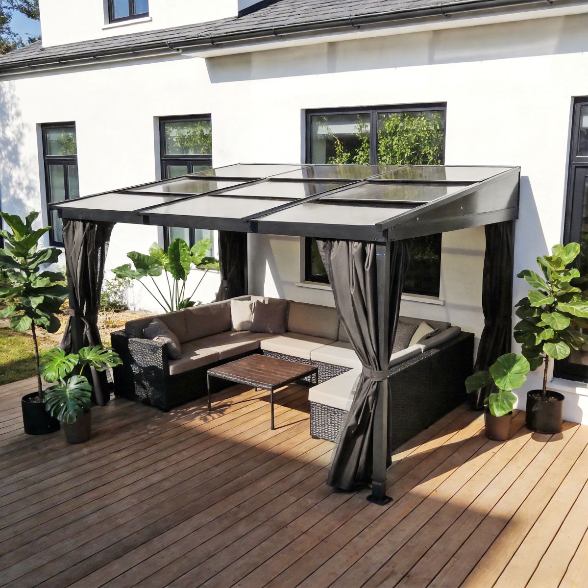 Pavillon Gartenpavillon 3x3,6m Karoom anthrazit aus Aluminium Schiebedach