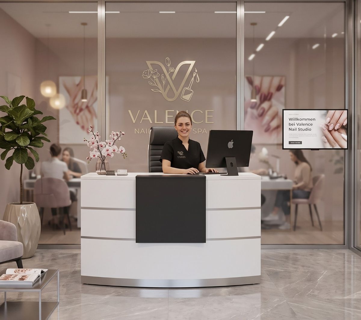 Empfangstheke Tresen für Ihr Büro VALENCE weiß Salon Kanzlei  Praxis Möbel von Jet-Line 120 cm