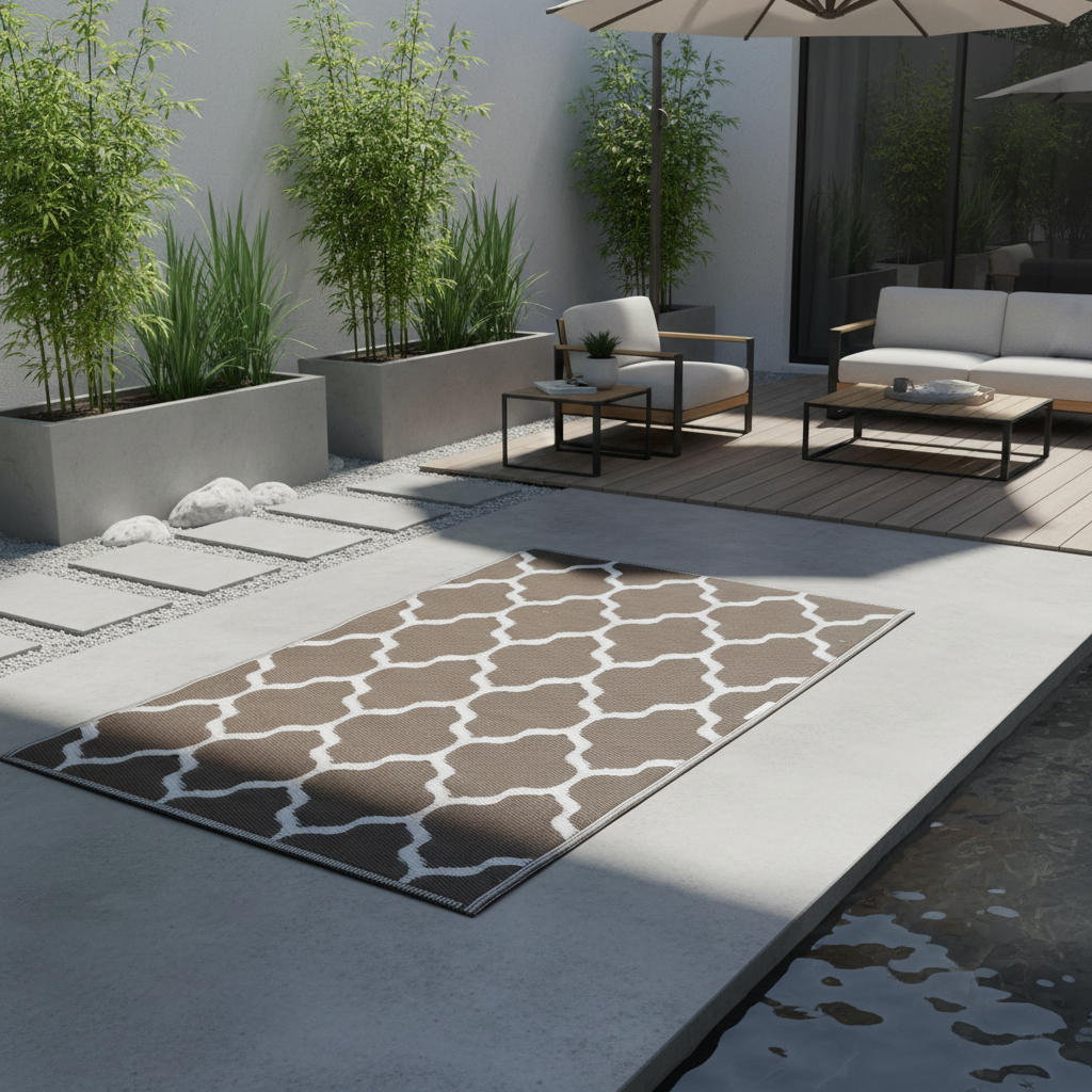 Garten Outdoor Teppich Kate 120x180cm braun von Jet-Line Terrasse Balkon