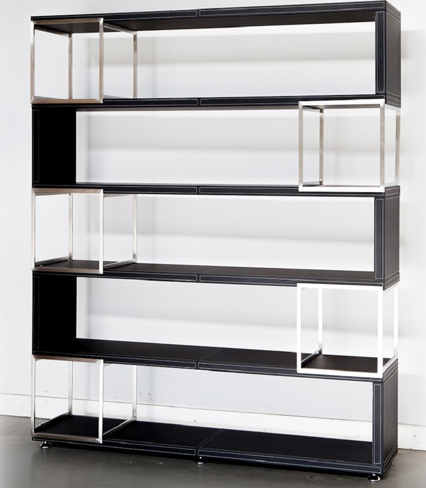 Jet-Line Büromöbel Aktenschrank Pavia Lederoptik Edelstahl Büro Schrank