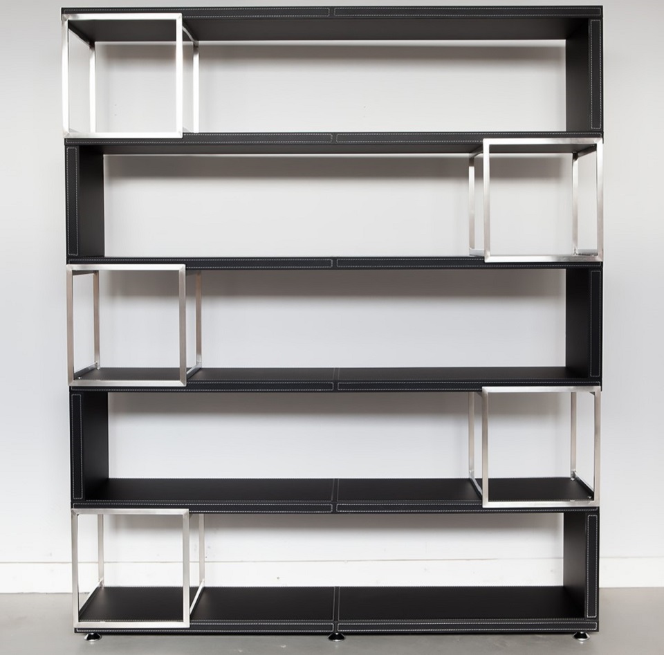Jet-Line Büromöbel Aktenschrank Pavia Lederoptik Edelstahl Büro Schrank