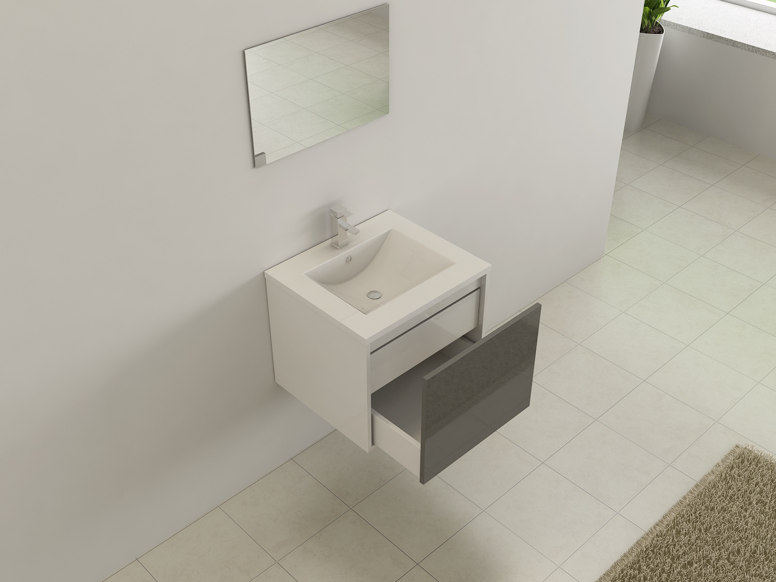 Jet-Line Bath-Set 'Linz' grey, high-gloss, new