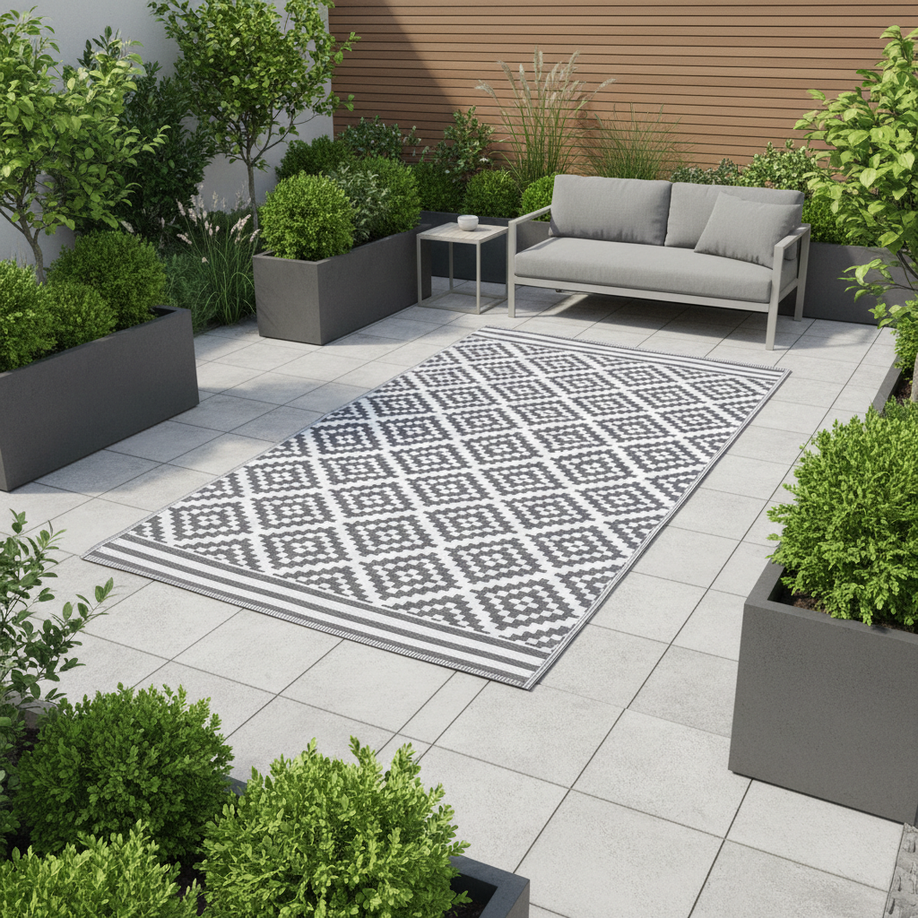 Gartenteppich Outdoor Kunststoffteppich grau Austin 150x240 cm Outdoor Terrasse Balkon