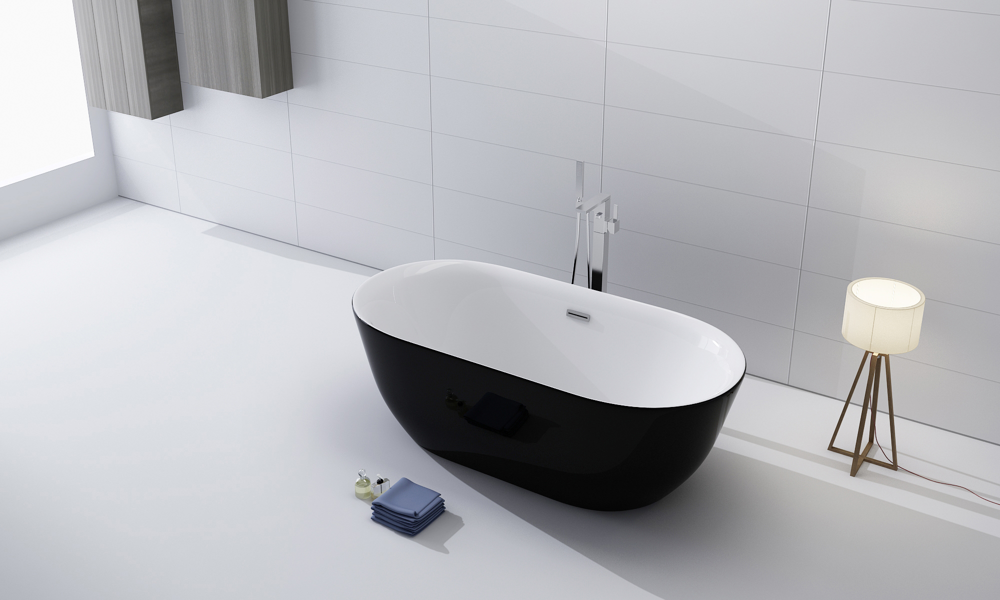Whirlpool Badewanne MAGGIORE II schwarz 170 x 80 cm