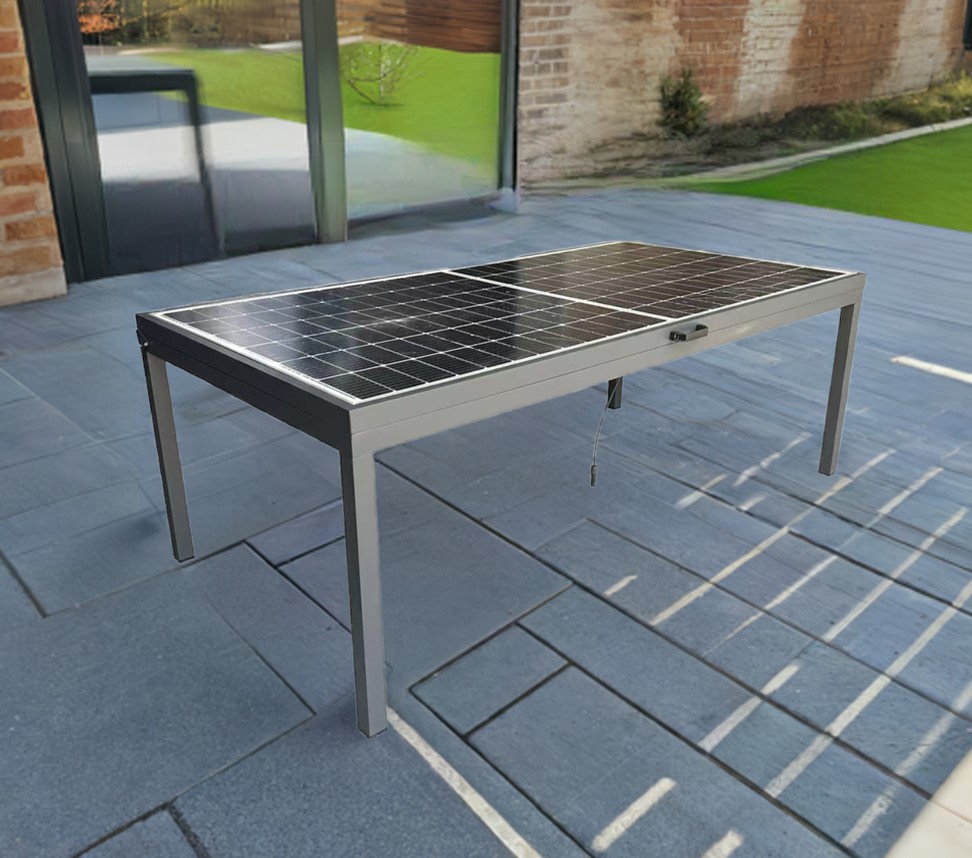 Jet-Line Solar Gartentisch Balkonsolar Ständer 450 W Modul 6-Personen Tisch