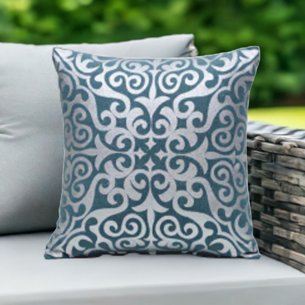 Jet-Line® 2-er Deko Kissen Set Ornament - Silber 40x40 cm Sofakissen Indoor mit Füllung