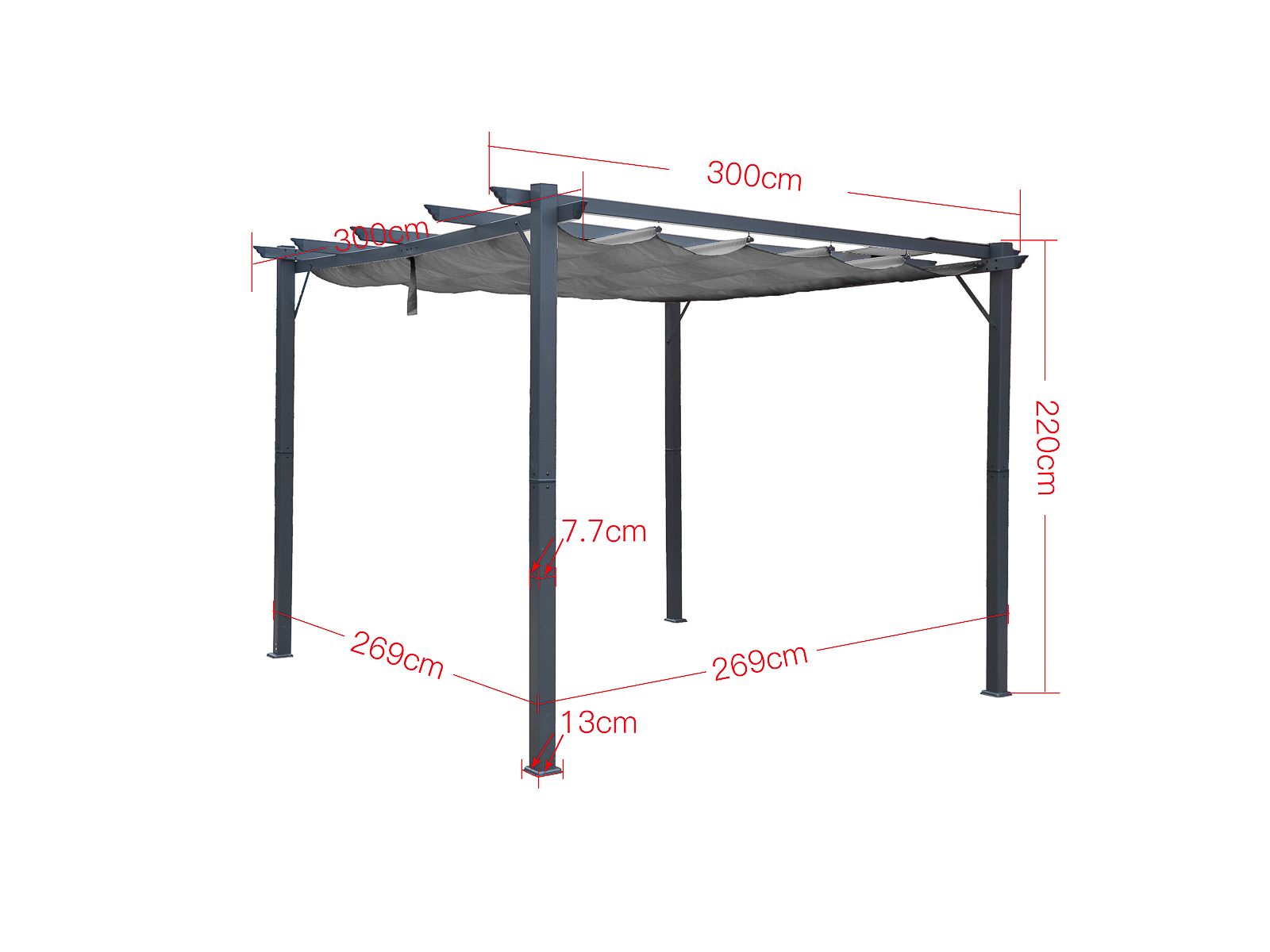 Jet-Line Pavilion Gazebo "Kairo" 3 x 3 m, anthracite-beige