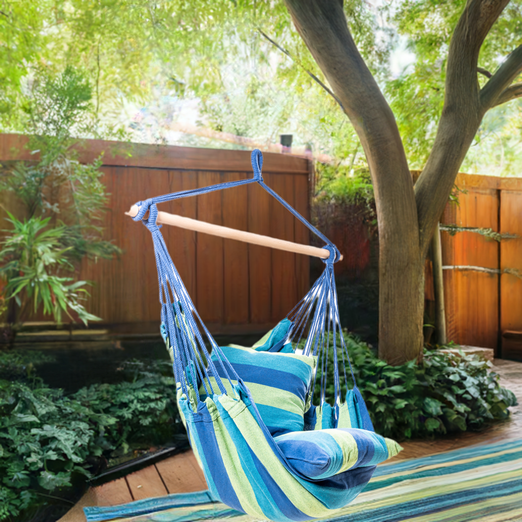 Hängesessel Relax IV blau 100 % Baumwolle Hängesitz Hänge Stuhl Garten Balkon