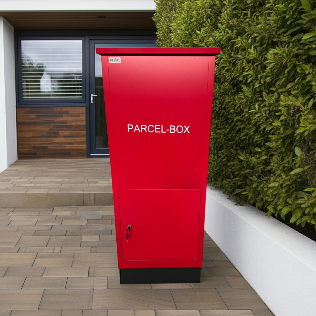 Jet-Line® | Paketbox |Paketablage Briefbox rot mit Paketfach Gr.XX L | Metall 99,5x35x45,5