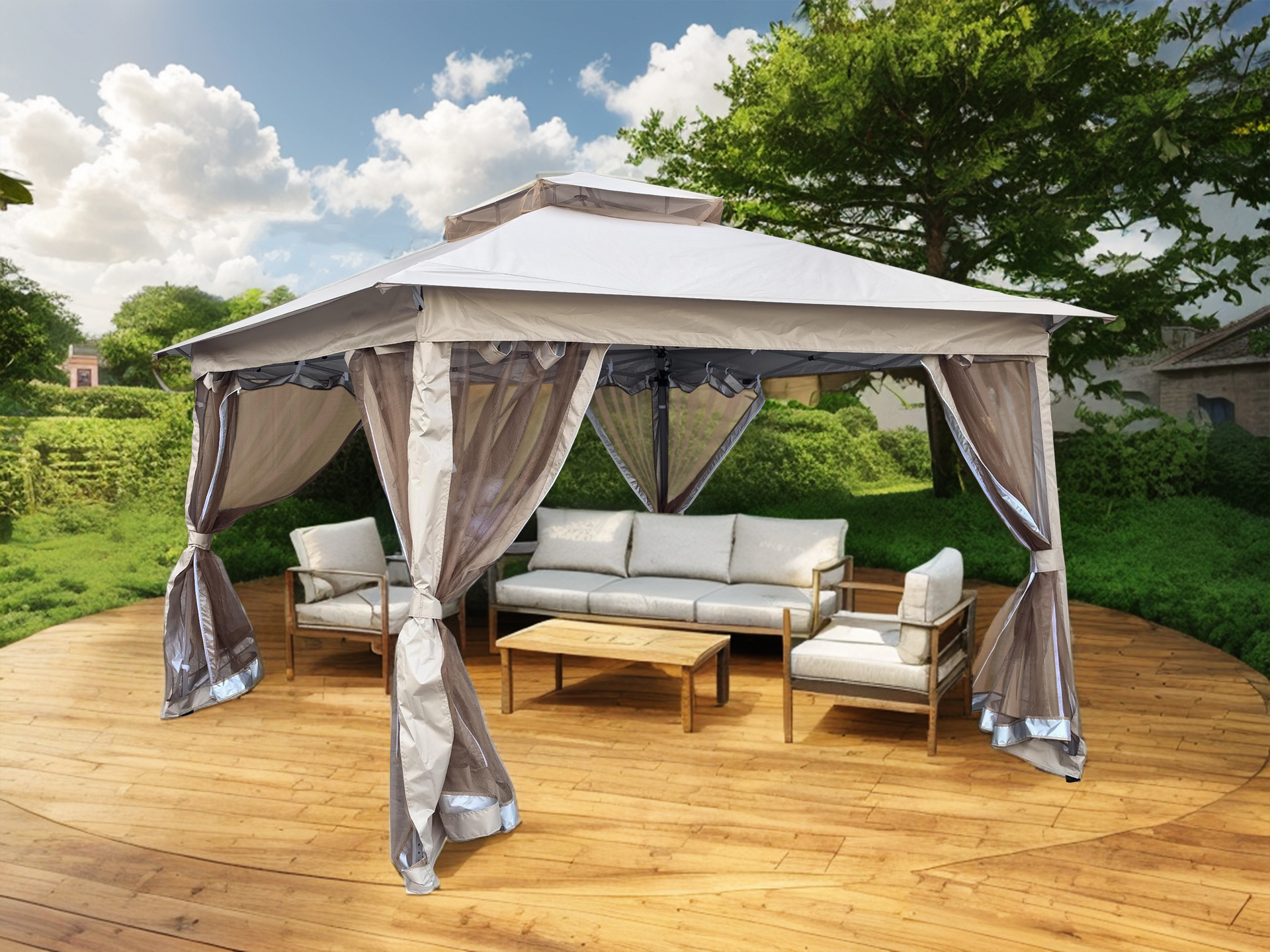 Pavillon Gartenpavillion Pergola Metall Outdoor Kleopatra 335x335x270cm faltbar
