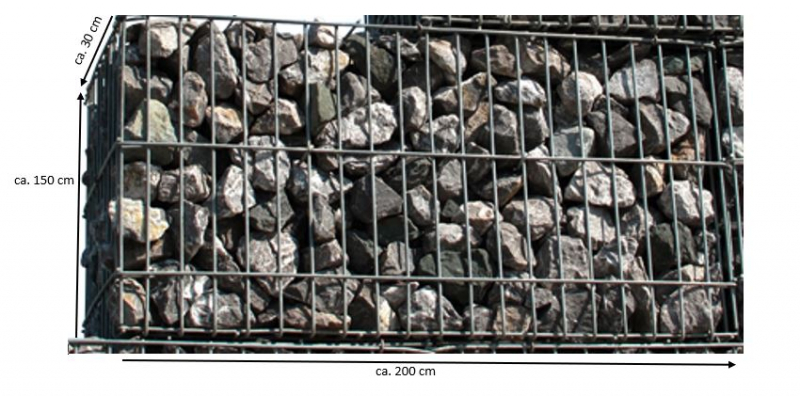 Set of 4 Stone Gabions 200 x 150 x 30 cm