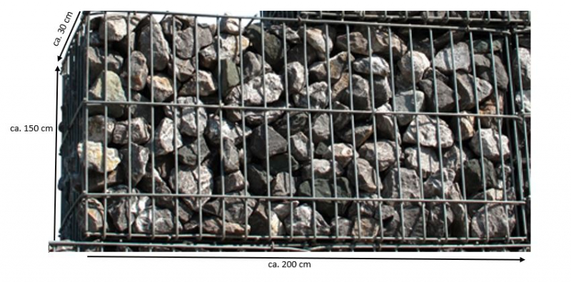 4 Stück Gabione 200x150x30 cm Steinkorb Mauer Sichtschutz Gabion = 8 m