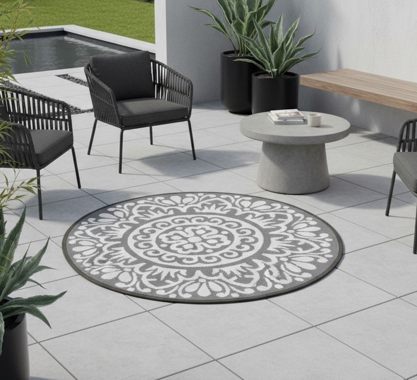 Garten Outdoor Teppich Rondo dunkelgrau rund 120 cm von Jet-Line