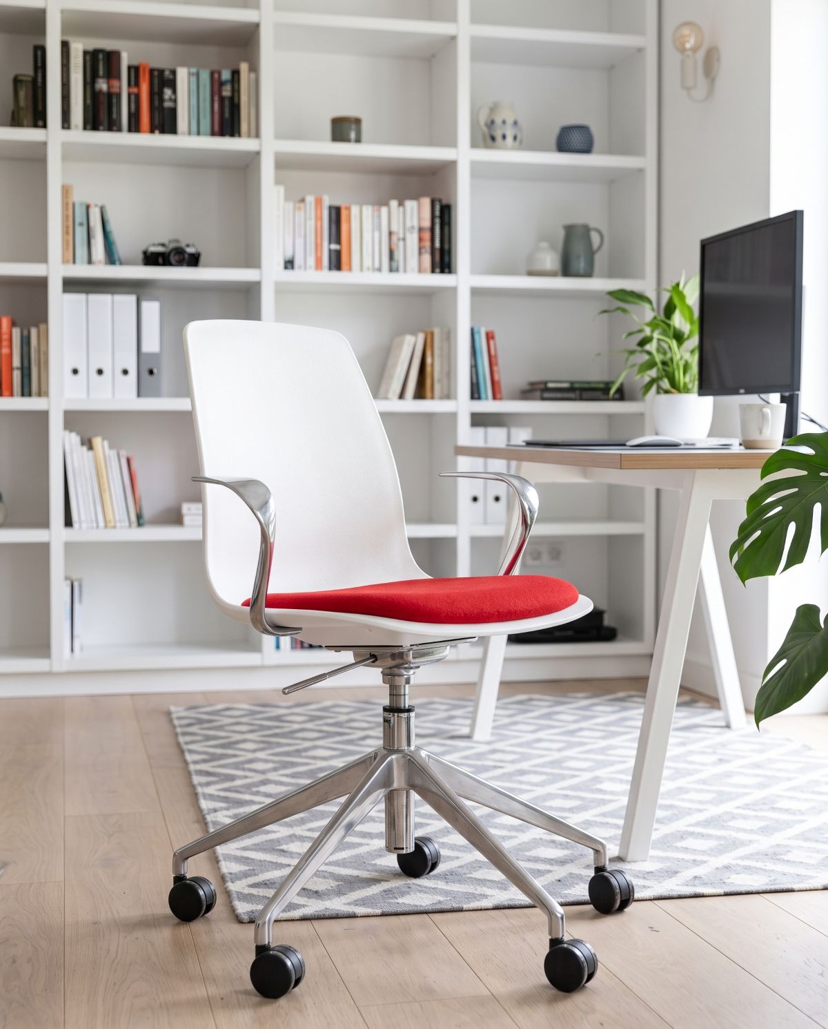 Bürostuhl,  Drehstuhl,  Rot_sitz,  Aluminium_Stativ,  Rollenstuhl