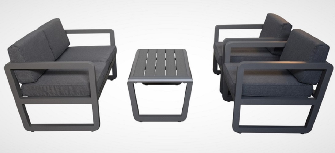 Gartenlounge Gartenmöbel Lounge Garten-Set  Delfi grau UV bestädig