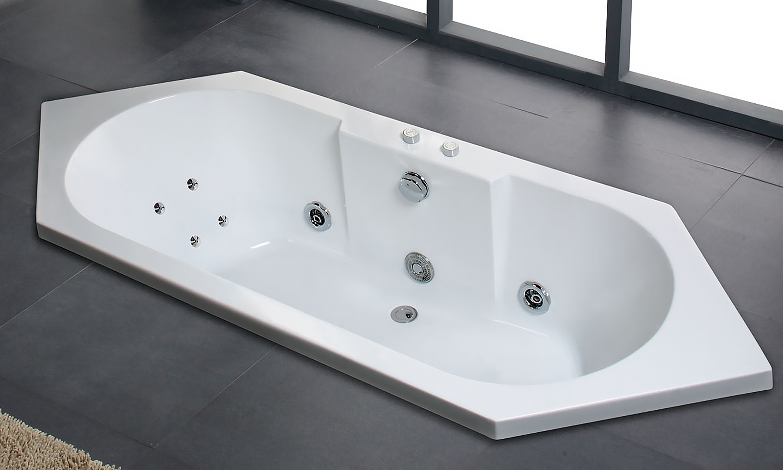 Whirlpool Badewanne VILLA MEDICI 209 x 80.5 cm weiss