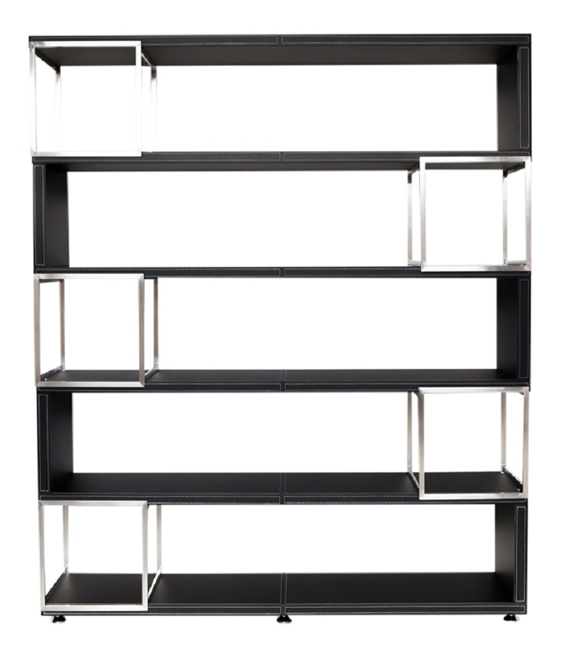 Jet-Line Büromöbel Aktenschrank Pavia Lederoptik Edelstahl Büro Schrank
