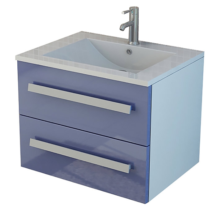AROSA Badset blau Hochglanz Gäste WC Badmöbel Jet-Line Bad Ausstattung Waschtisch Waschbecken