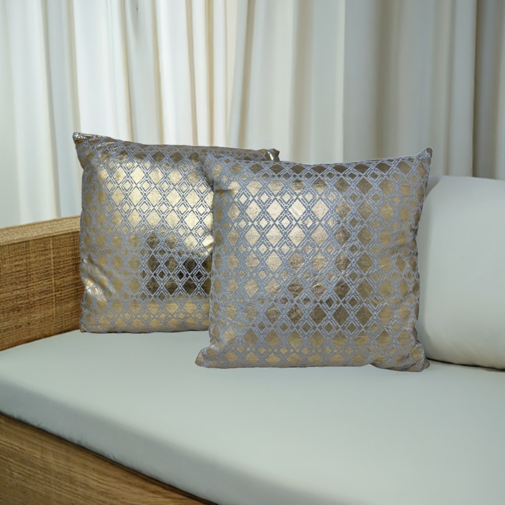 2-er Deko Zier Kissen Set Raute Gold 40x40 cm Sofakissen für Indoor mit Füllung