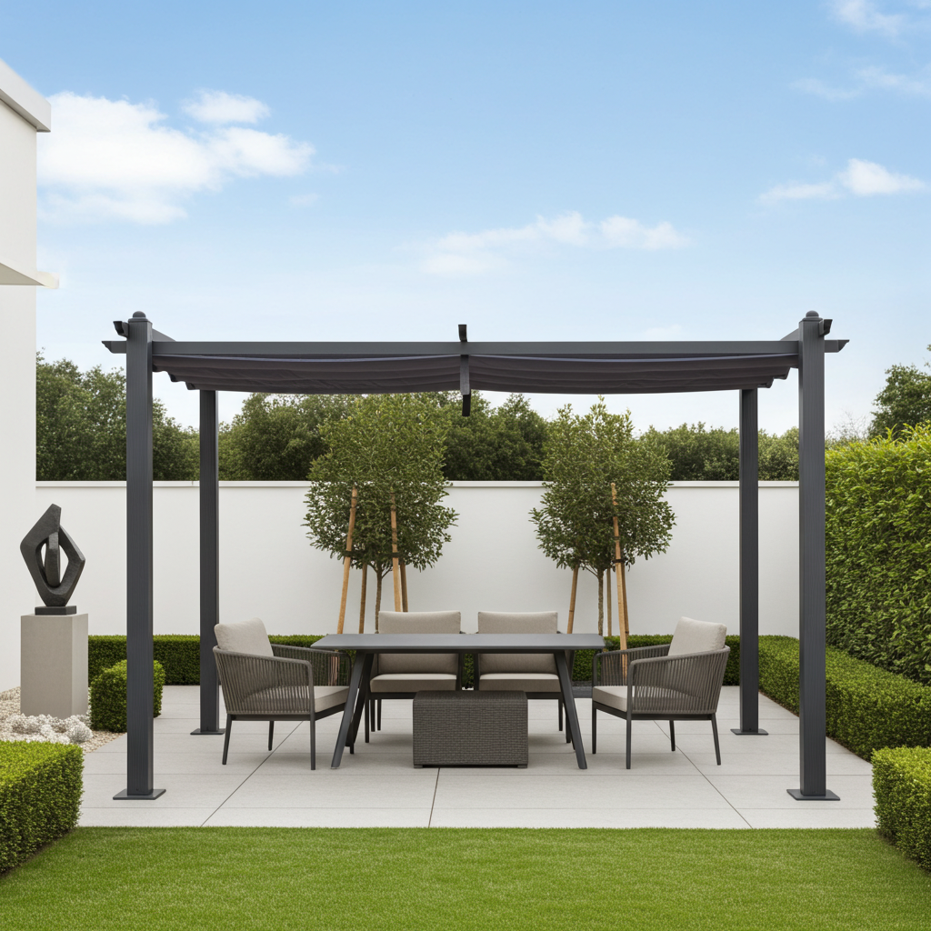 Pavillon Gartenpavillon 3x4m Luxor anthrazit aus Aluminium UV-Schutz wasserabweisende Überdachung