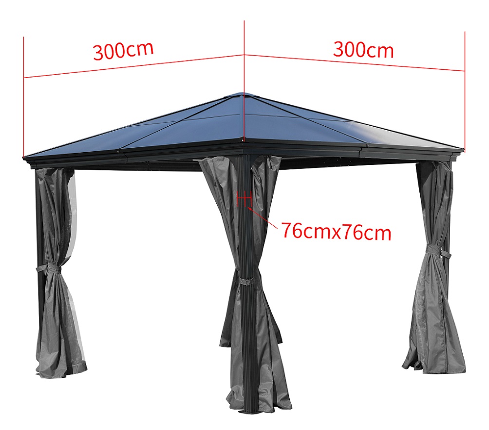 Garten Pavillion Suez aus Aluminium mit festem Dach 23015