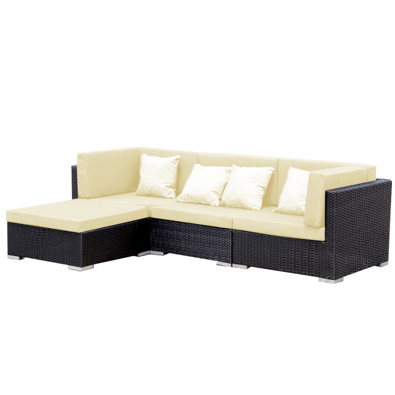 Garten Lounge Bergen schwarz-beige aus Aluminium Gartenmöbel