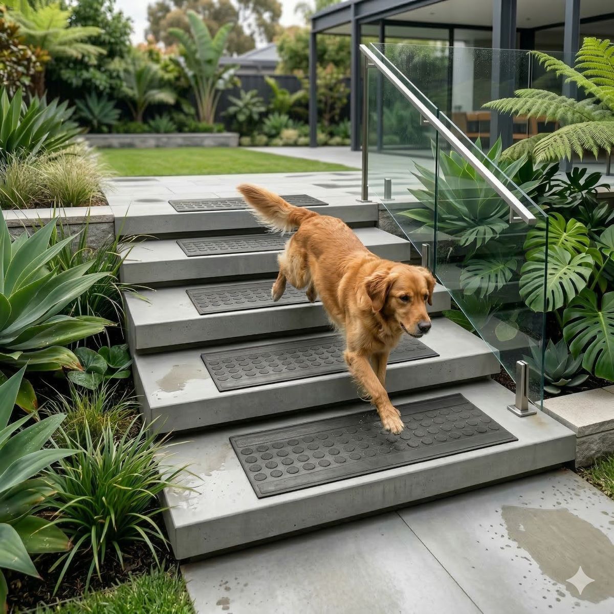 Stufenmatten MELINA 5er-Set Außenbereiche Treppenmatten Antirutschmatte 25x75cm schwarz