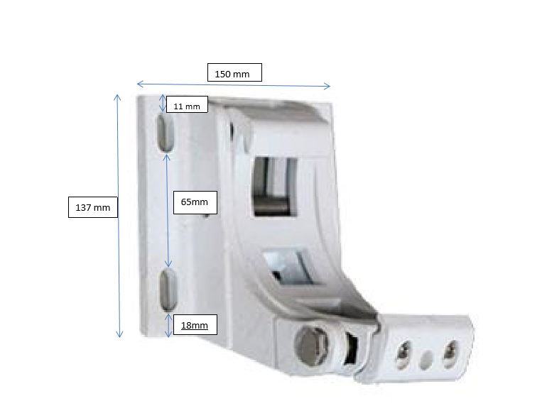 Wall bracket for full cassette awning