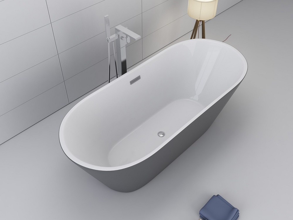 Badewanne DEHLIA grau freistehend Jet-Line 170 x 80 cm Bad Ausstattung