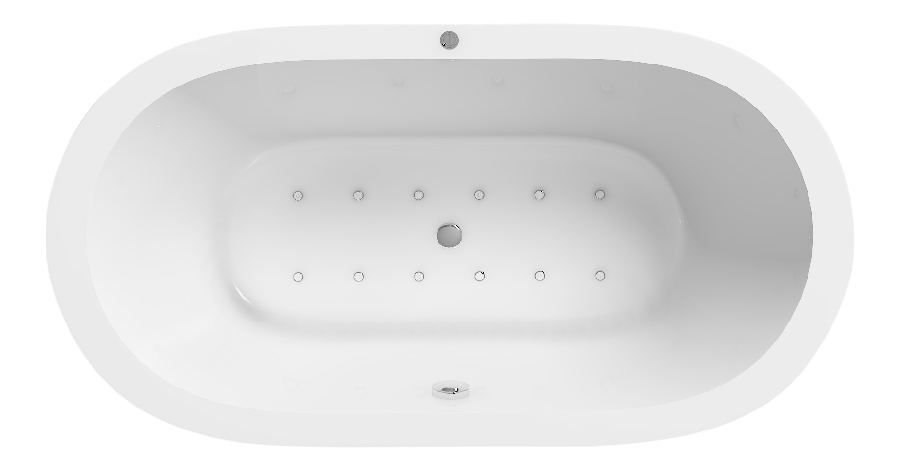 Whirlpool Badewanne LUCA weiss 170 x 80 cm