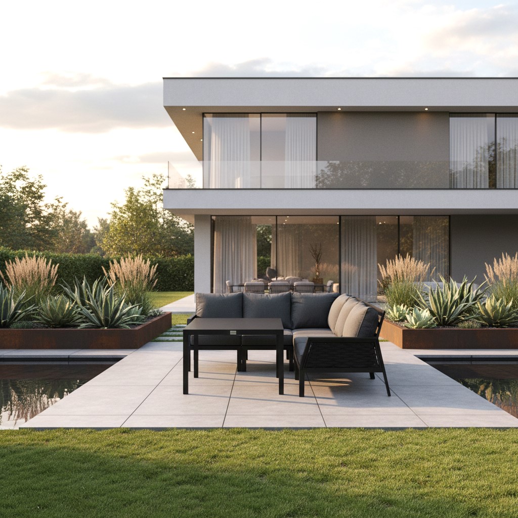 Gartenmöbel Garten lounge ARIANA schwarz 3-Teilig mit Kissen Garten Terrasse Balkon Wetterbeständig