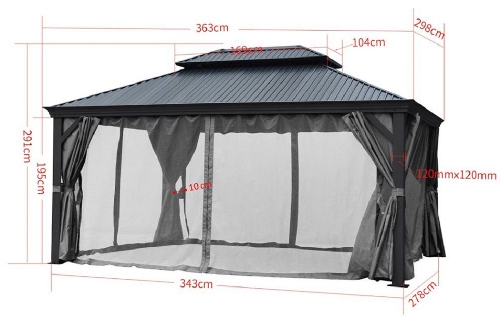 Gartenpavillion DAMASKUS 4x3 m Alu festes dach winterfest